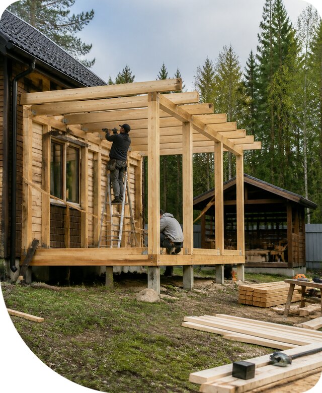 Строительство пристроек и построек на участке в Чусовой
