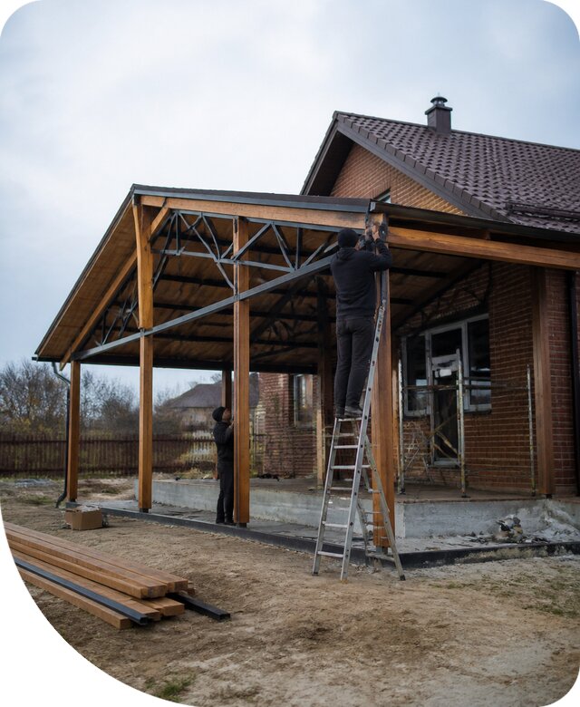 Пристройка навеса к дому и участку в Чусовой под ключ